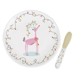 Mary Square Reindeer Christmas Serving Platter and Spreader